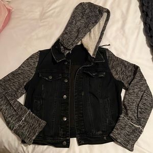 Black Denim Free People Jacket with Hood